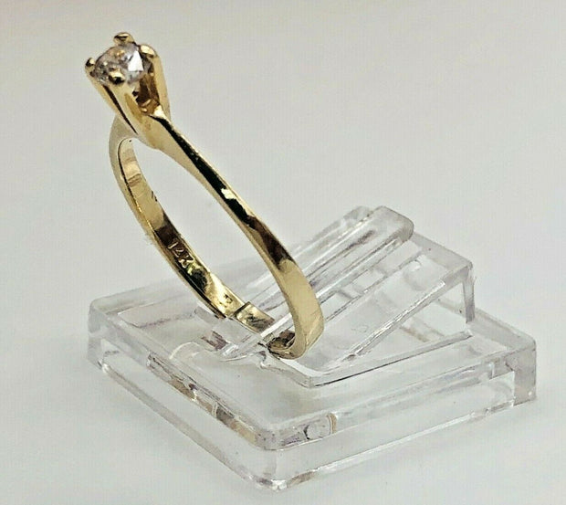 14K Yellow Gold Solitaire Cz Ring