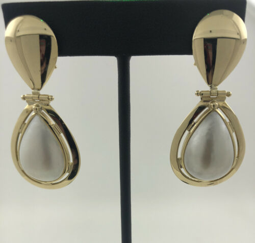 18KYG 22.3G GOLD EARRINGS Y/G, WITH PEARL DROPS