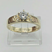14K Yellow Gold Cz Engagement Ring
