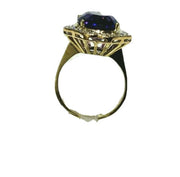 14K Yellow Gold Cocktail Amethyst Diamond Ring