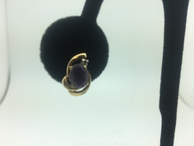 14K Yellow Gold Amethyst Stud Earrings