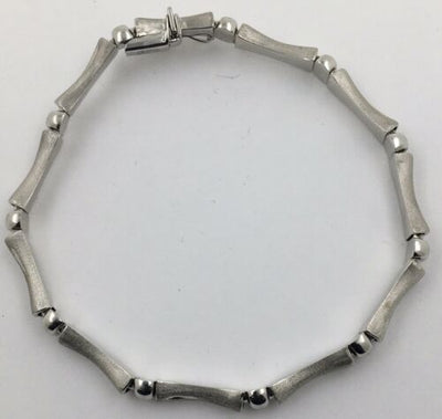 14K White Gold Bamboo Style Bracelet