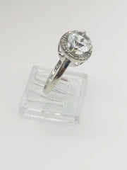 10K White Gold Ladies Cocktail Ring- Aquamarine
