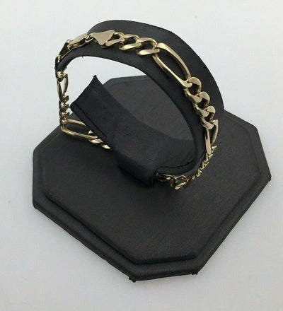14KT YELLOW GOLD FIGARO LINK BRACELET 13.12G