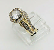 14k Yellow Gold Cz Wedding Ring Set With Accent