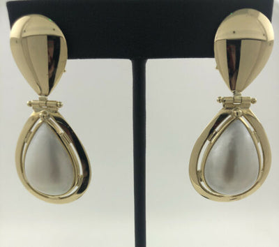 18KYG 22.3G GOLD EARRINGS Y/G, WITH PEARL DROPS