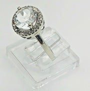 10K White Gold Ladies Cocktail Ring- Aquamarine