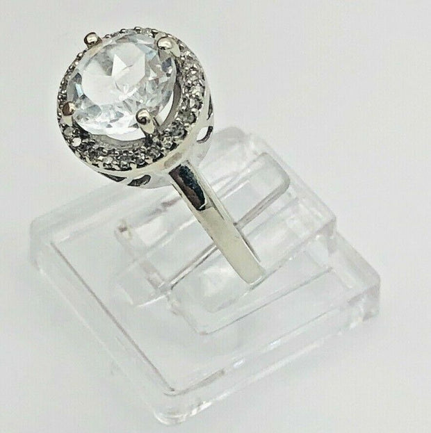 10K White Gold Ladies Cocktail Ring- Aquamarine