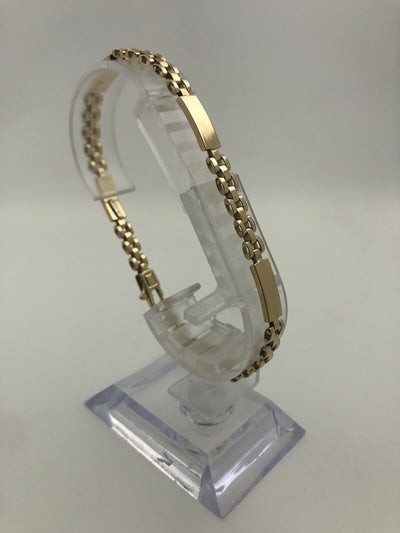 18KYG 12GRAM MENS 8" LINK BAR BRACELET