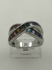 14K LADIES RING MULTI COLORED STONE SYNTH