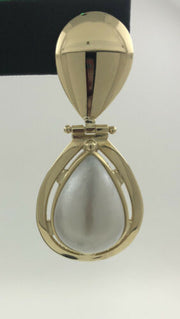 18KYG 22.3G GOLD EARRINGS Y/G, WITH PEARL DROPS