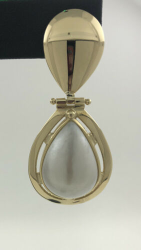 18KYG 22.3G GOLD EARRINGS Y/G, WITH PEARL DROPS