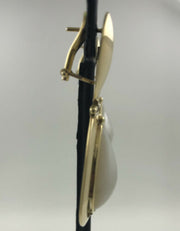 18KYG 22.3G GOLD EARRINGS Y/G, WITH PEARL DROPS