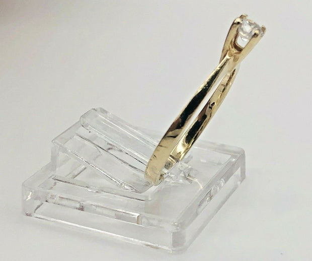 14K Yellow Gold Solitaire Cz Ring
