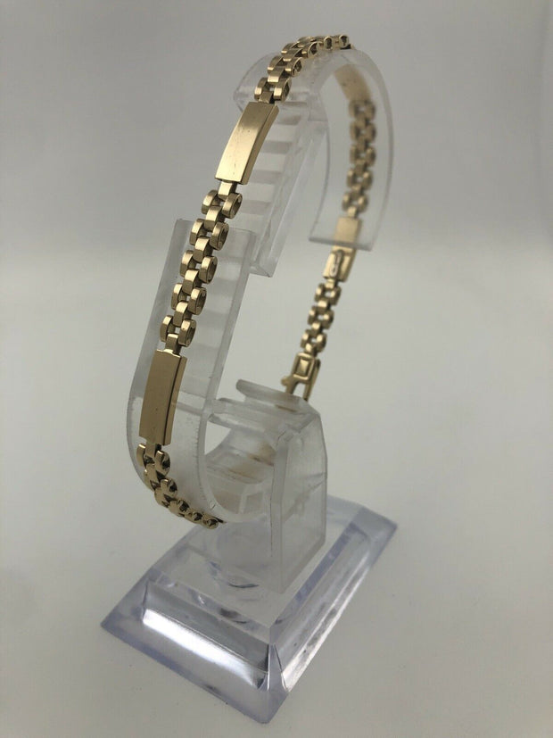 18KYG 12GRAM MENS 8" LINK BAR BRACELET