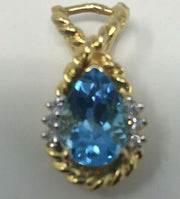 14 KT TOPAZ PENDANT BLUE STONE 3.2g