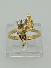 10K Yellow Gold Leaves Accent Ladies Ring