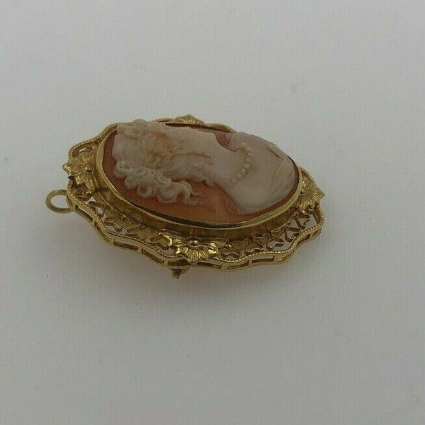 4.9G 14K-Y/G, CAMEO GOLD BROOCH