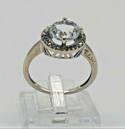 10K White Gold Ladies Cocktail Ring- Aquamarine