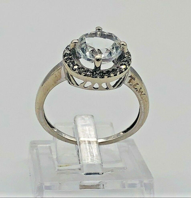 10K White Gold Ladies Cocktail Ring- Aquamarine