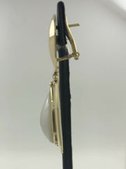 18KYG 22.3G GOLD EARRINGS Y/G, WITH PEARL DROPS