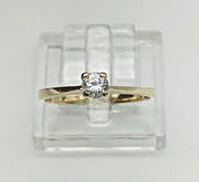 14K Yellow Gold Solitaire Cz Ring