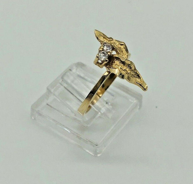 10K Yellow Gold Leaves Accent Ladies Ring
