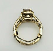 14k Yellow Gold Cz Wedding Ring Set With Accent