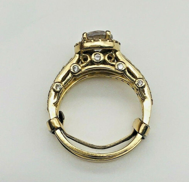14k Yellow Gold Cz Wedding Ring Set With Accent