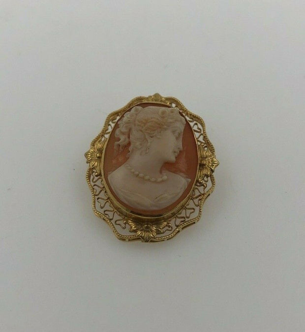4.9G 14K-Y/G, CAMEO GOLD BROOCH