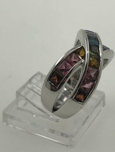 14K LADIES RING MULTI COLORED STONE SYNTH