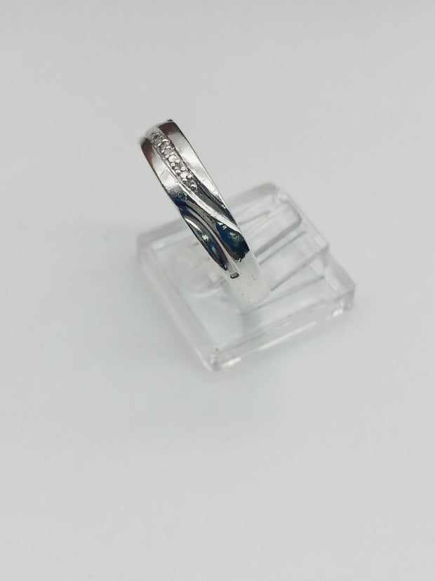 .925  Sterling Silver Diamond Wedding Band