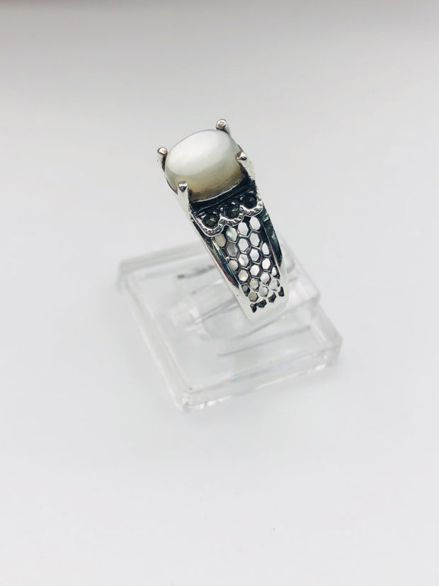 .925  Sterling Silver Abalone Fashion Ring