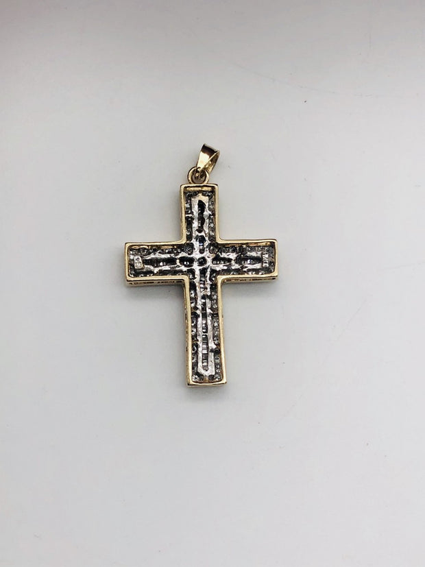 14K Yellow Gold Diamond Cross Pendant