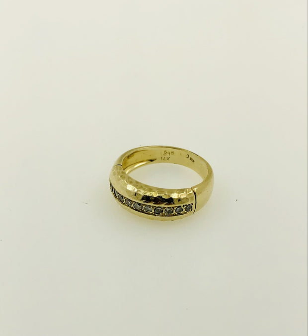 14K Yellow Gold Diamond Wedding Band Ring