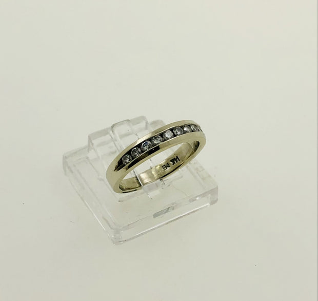 14K White Gold Diamond Wedding Band Ring