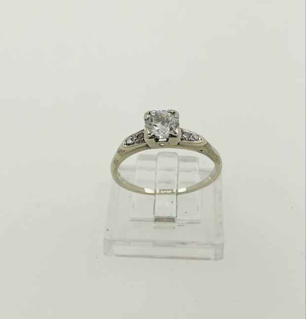 14K White Gold Solitaire Diamond Ring