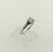 14K White Gold Solitaire Diamond Ring