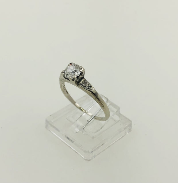 14K White Gold Solitaire Diamond Ring