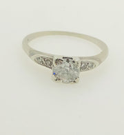 14K White Gold Solitaire Diamond Ring