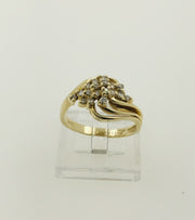 14K Yellow Gold Diamond Cluster Ring