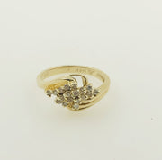 14K Yellow Gold Diamond Cluster Ring
