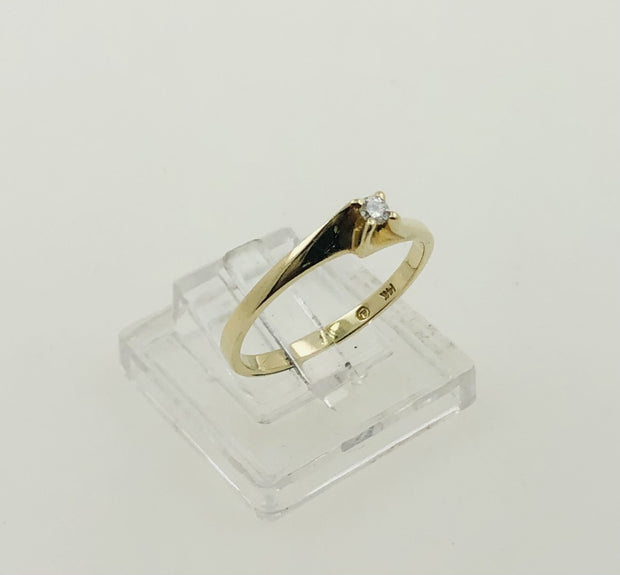 14K Yellow Gold Solitaire Diamond Ring