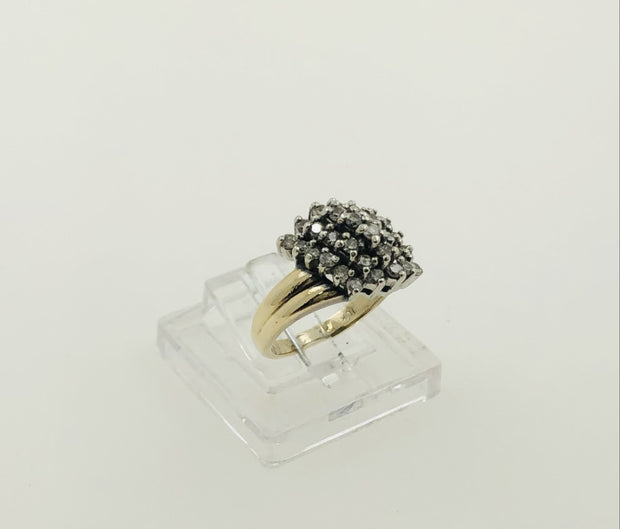 10K Yellow Gold Diamond Cluster Ring