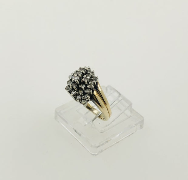 10K Yellow Gold Diamond Cluster Ring