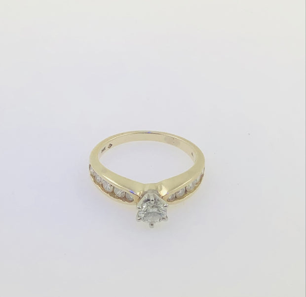 14K Yellow Gold Solitaire Diamond Ring