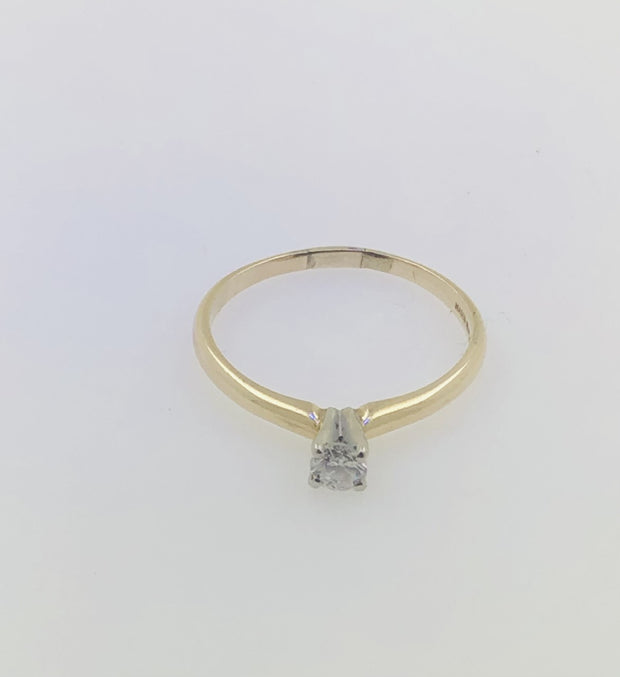 14K yellow Gold Solitaire Diamond Ring