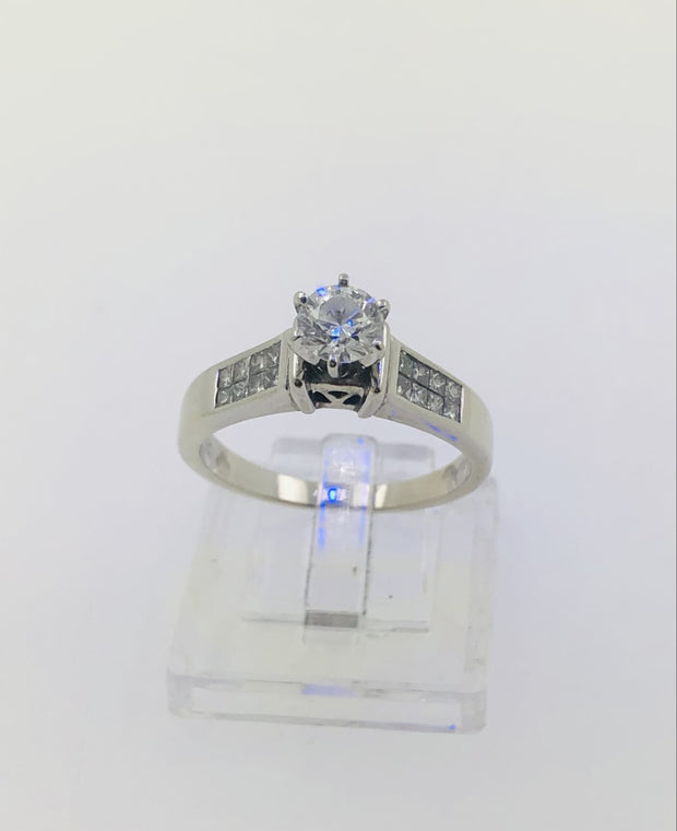 14K White Gold Solitaire Diamond Ring