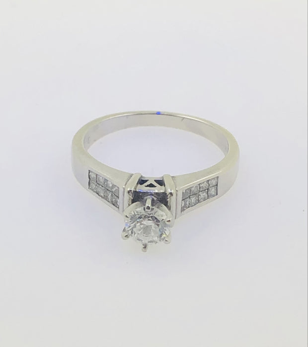 14K White Gold Solitaire Diamond Ring