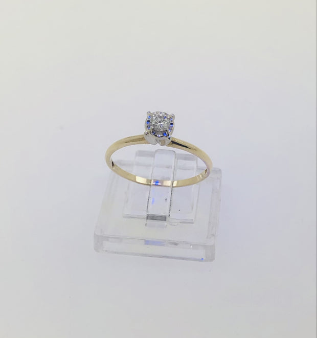 14K Yellow Gold Solitaire Diamond Ring